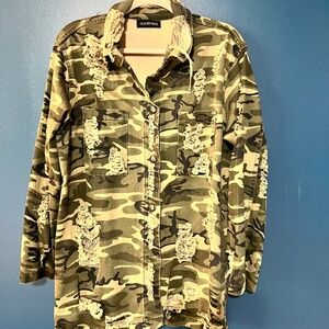 Fashion Nova Ripped Camo Jacket